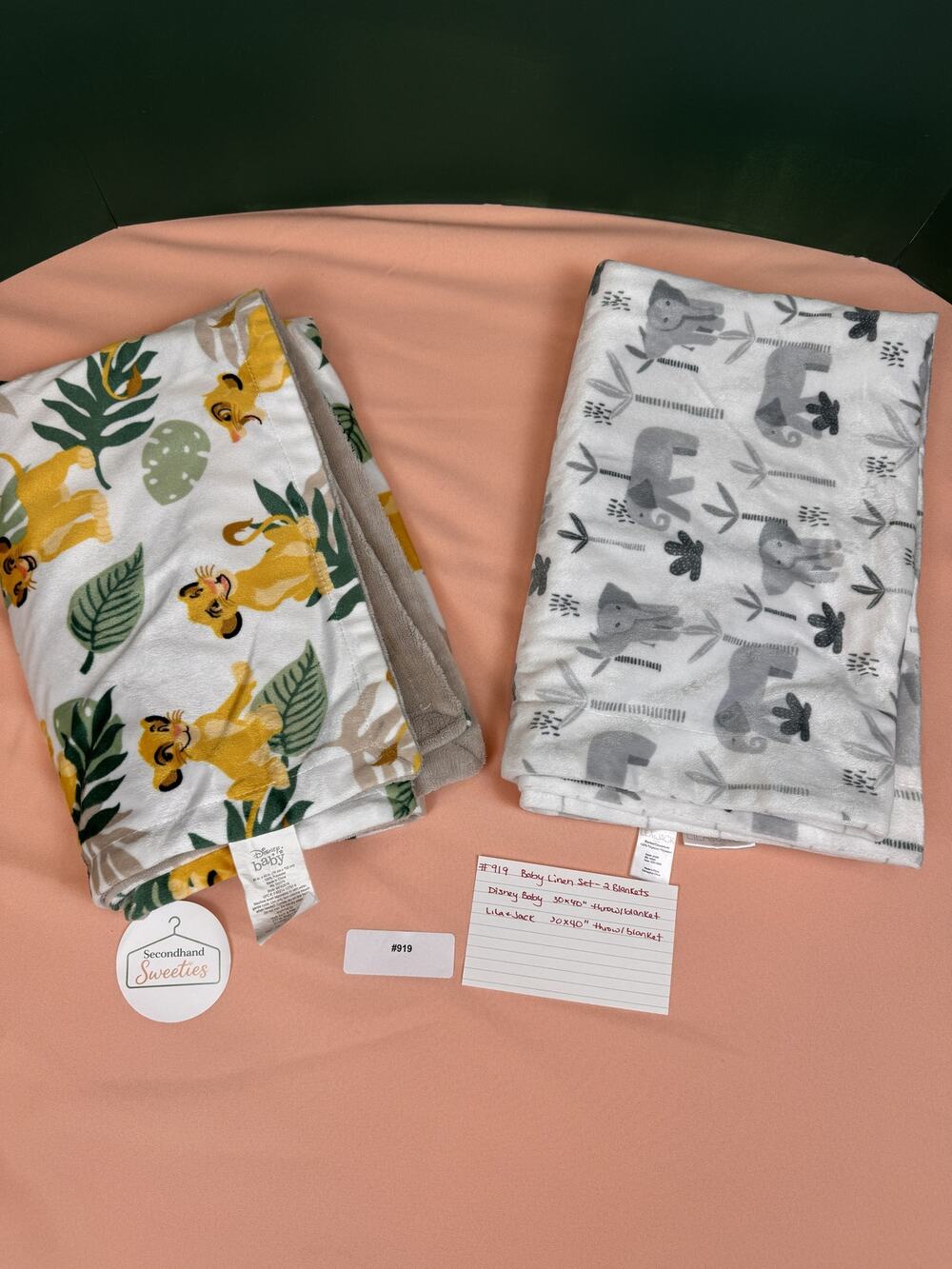 Disney Baby & Lila + Jack Baby Blanket Set 2-Pack 30x40 Throw Blankets SKU #919